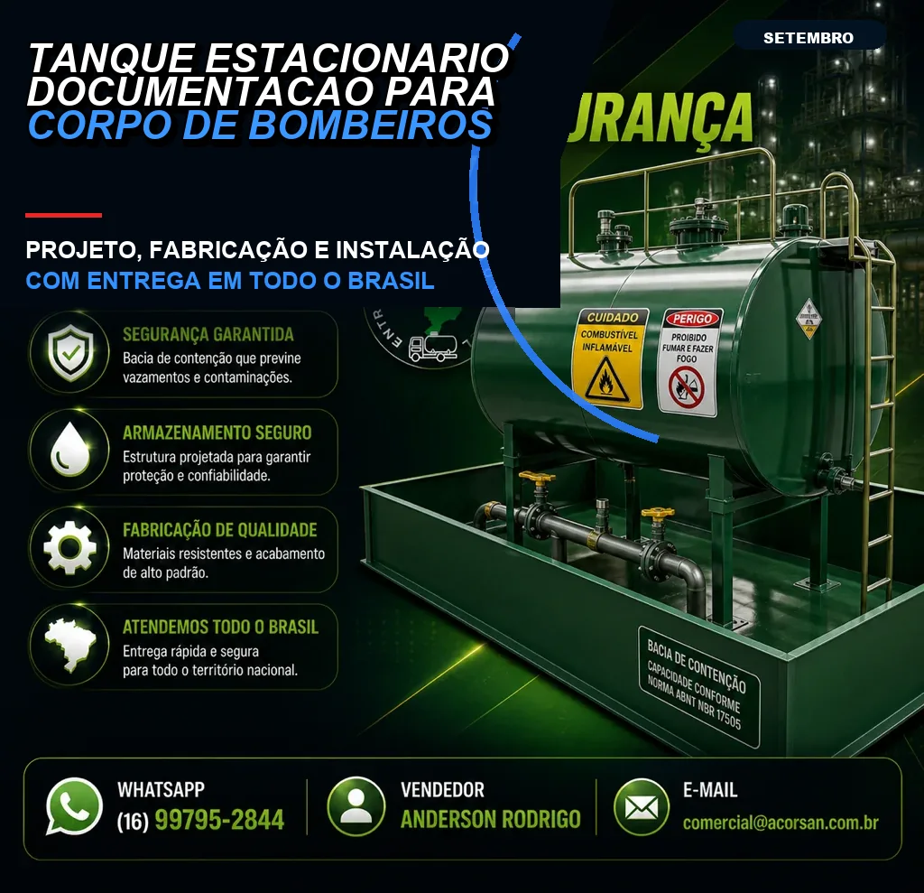 Tanque estacionário documentação para corpo de bombeiros